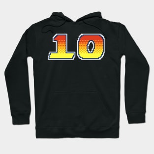 10 Pixel Font Ten in Red Orange and Yellow Hoodie